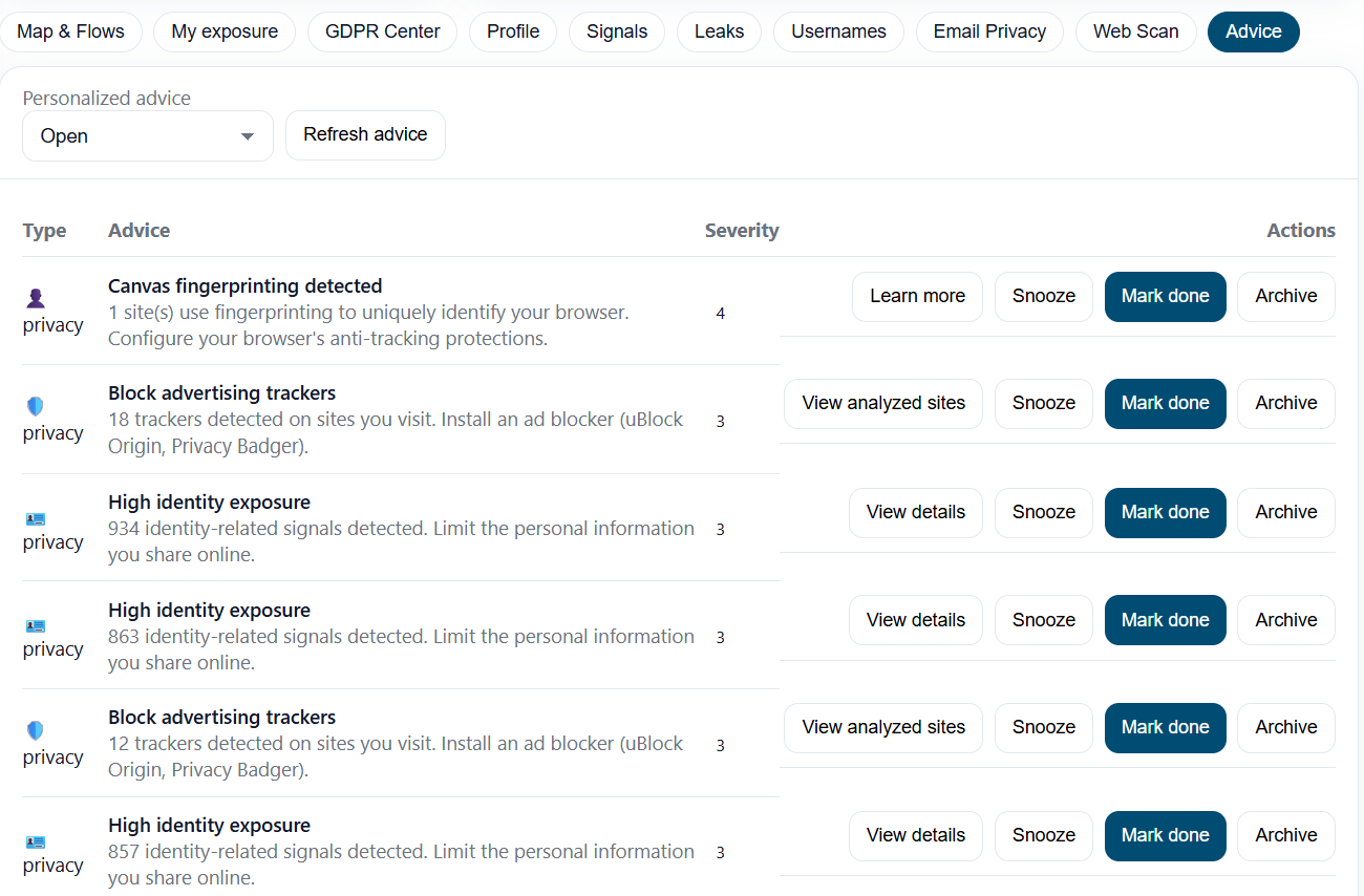 Security Advice & Recommendations