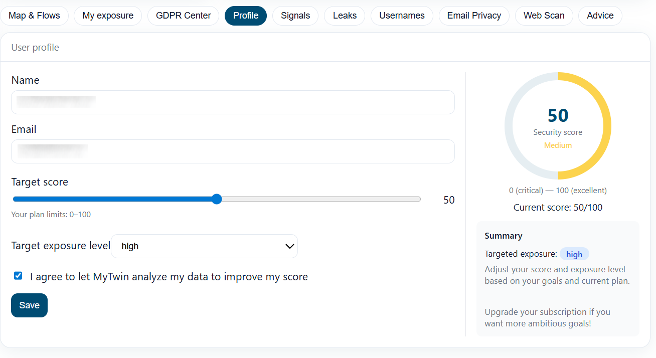 User Profile Settings