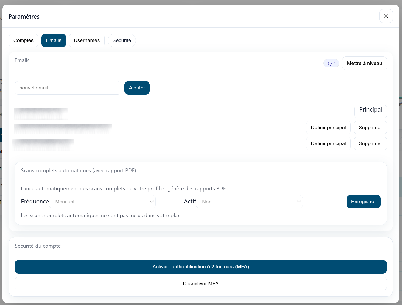 Gestion des Comptes Email