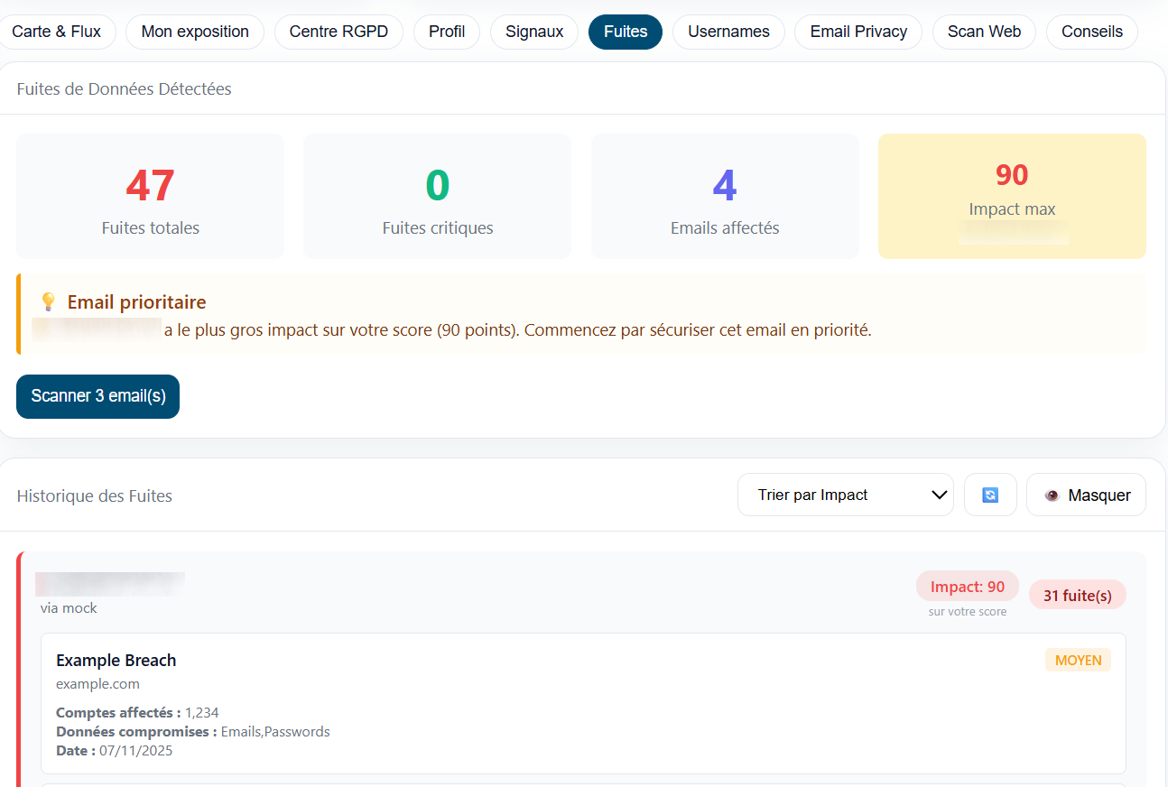 Interface de Détection des Fuites